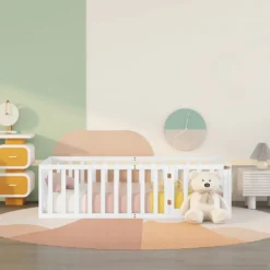 Merax Kinderbett 90x200 Cm Babybett Mit Zaun Und Schutzgitter, Kiefernholz Bodenbett Jugendbett, Weiß 17 Merax Kinderbett 90x200 Cm Babybett Mit Zaun Und Schutzgitter, Kiefernholz Bodenbett Jugendbett, Weiß -Babyfreude Deutschland Verkaufs-Shop 5351a8fb173c42f0195f9b6e9aa0563f