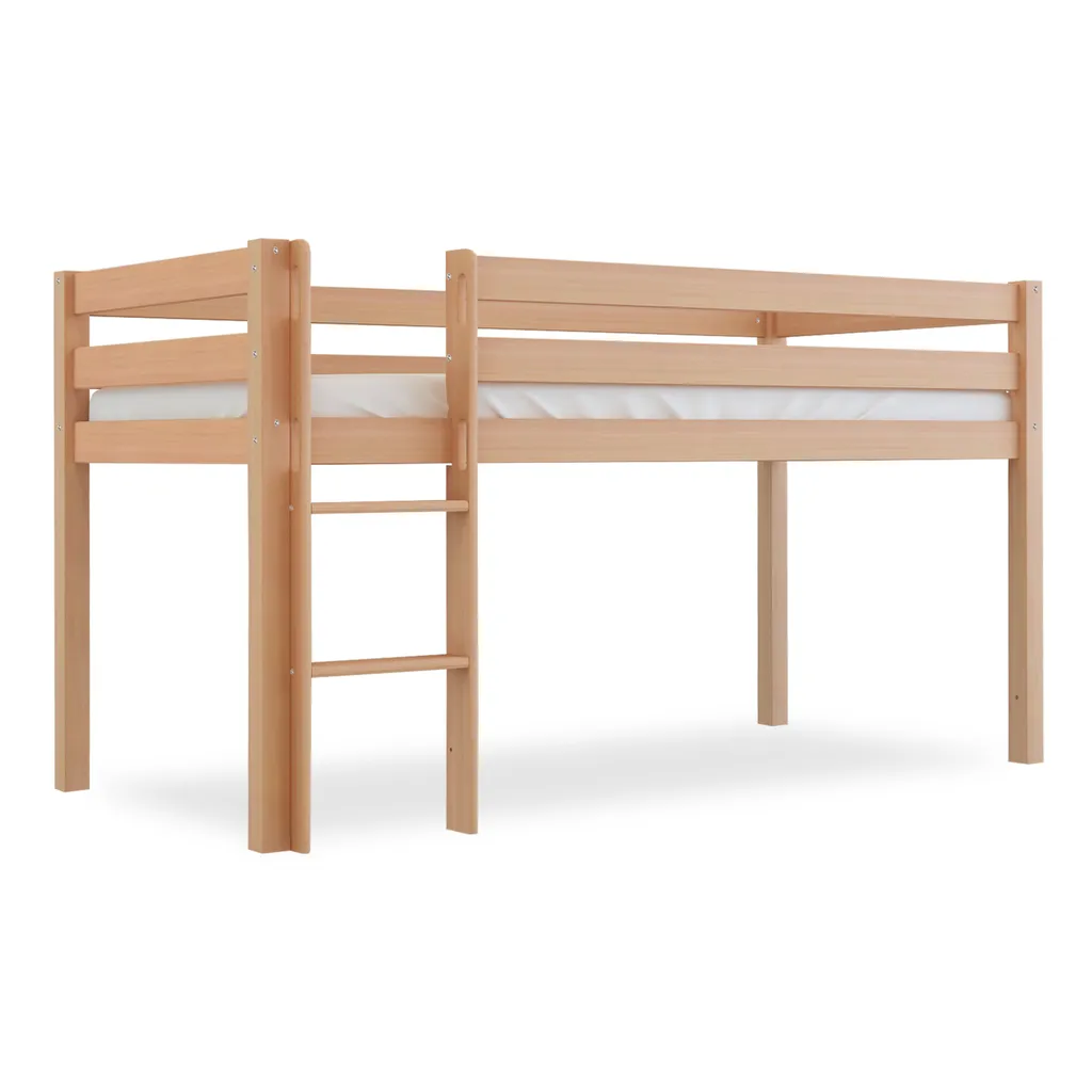 Bubema Sam Kinder Hochbett, Buche Massiv, Mit Oder Ohne Rutsche, Natur Oder Weiß : Ohne Rutsche : Natur Lackiert 2 Bubema Sam Kinder Hochbett, Buche Massiv, Mit Oder Ohne Rutsche, Natur Oder Weiß : Ohne Rutsche : Natur Lackiert – Bild 2