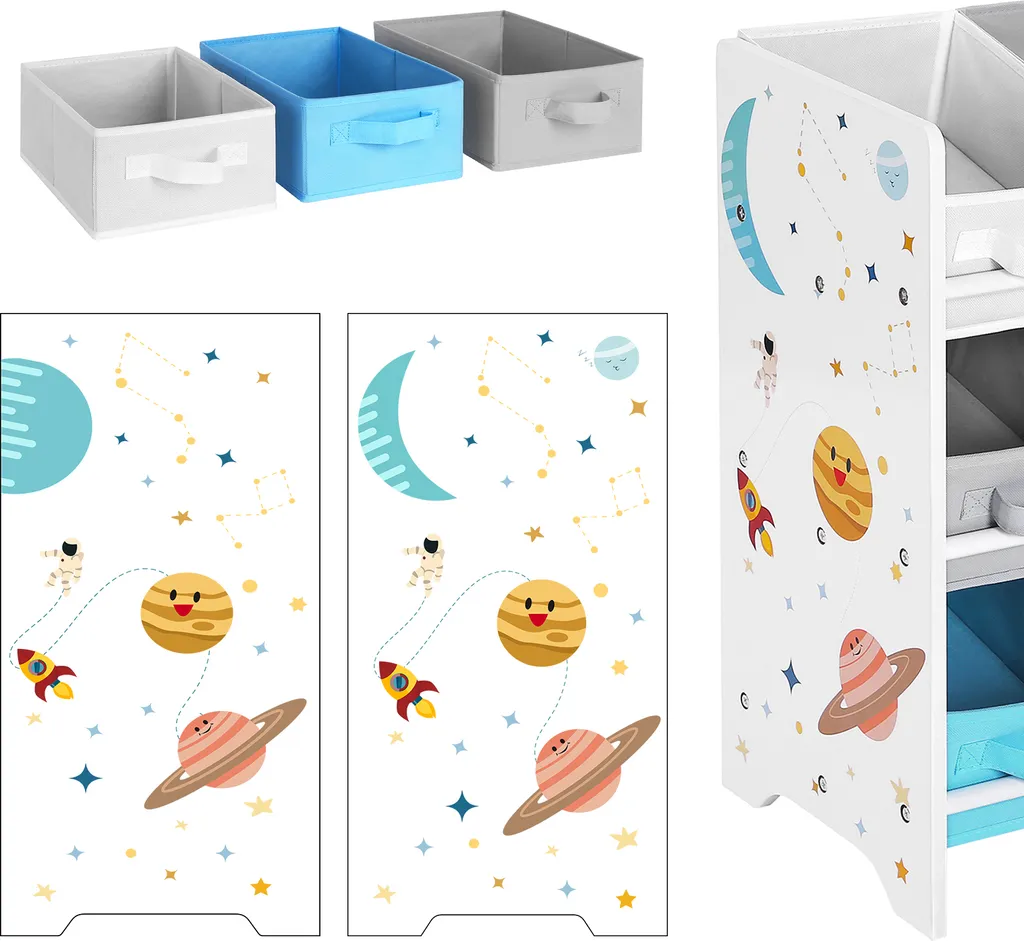 SONGMICS Kinderregal Kinderzimmerregal Bücherregal Für Kinder Spielzeugablage Mit 9 Boxen Aus Fleece 62,5 X 29,5 X 60 Cm Spielzeug-Organizer Weiß GKR33WT 4 SONGMICS Kinderregal Kinderzimmerregal Bücherregal Für Kinder Spielzeugablage Mit 9 Boxen Aus Fleece 62,5 X 29,5 X 60 Cm Spielzeug-Organizer Weiß GKR33WT – Bild 4