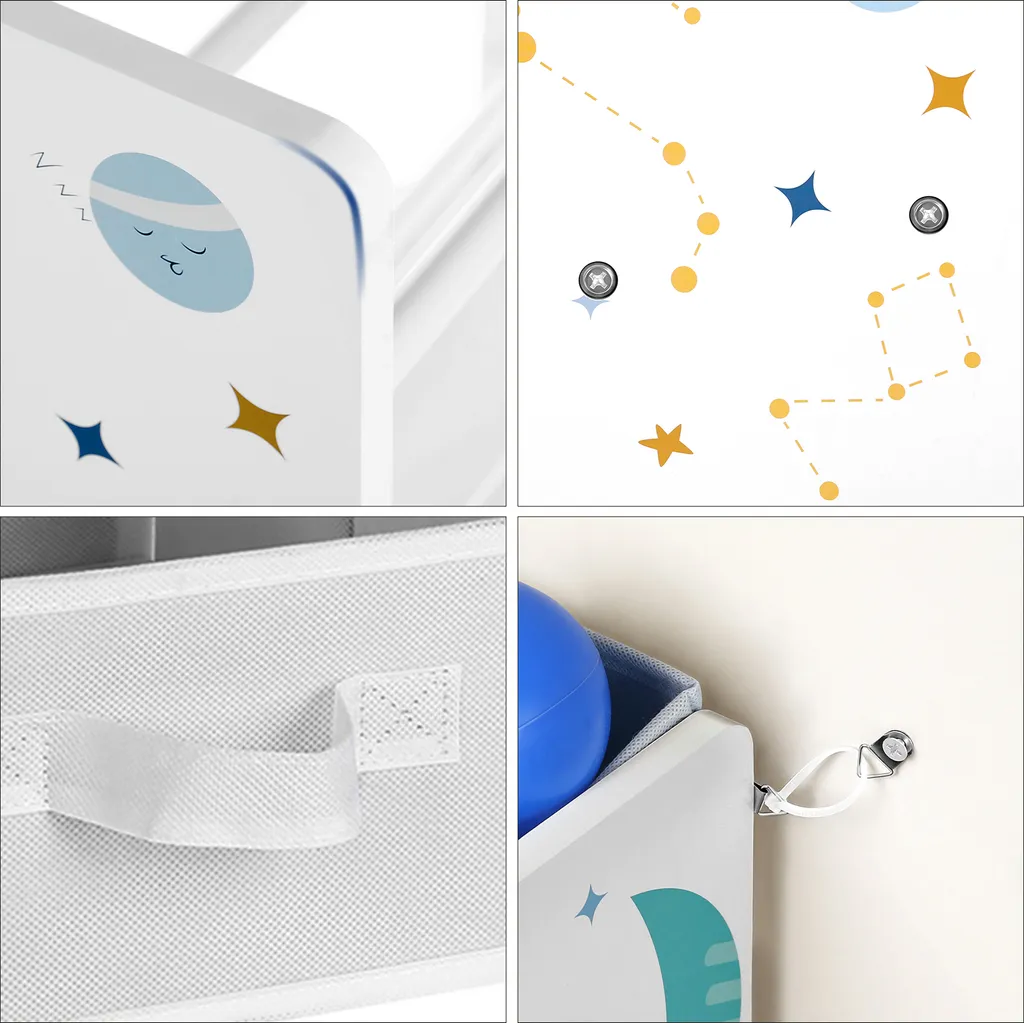 SONGMICS Kinderregal Kinderzimmerregal Bücherregal Für Kinder Spielzeugablage Mit 9 Boxen Aus Fleece 62,5 X 29,5 X 60 Cm Spielzeug-Organizer Weiß GKR33WT 6 SONGMICS Kinderregal Kinderzimmerregal Bücherregal Für Kinder Spielzeugablage Mit 9 Boxen Aus Fleece 62,5 X 29,5 X 60 Cm Spielzeug-Organizer Weiß GKR33WT – Bild 6