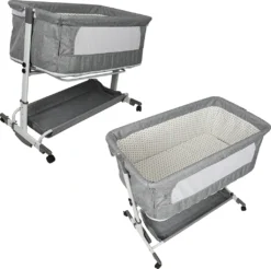 WYCTIN Beistellbett Mit Matratze Babybett Babywiege Reisebett Faltbar Stubenwagen Höhenverstellbar Mit Rollen Moskitonetz -Babyfreude Deutschland Verkaufs-Shop 550cc3630383ef25e8b6b4587dc847db