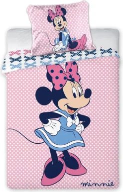 Disney Baby Kinder Bettwäsche Minnie Mouse Rosa Punkte 135x100 60x40