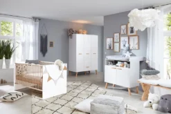 Trendteam Babyzimmer 3-teilige Kombination Mats Weiß Melamin