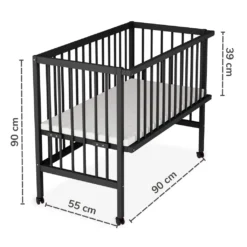 Sämann Beistellbett Premium 90x55 Cm Mit Matratze, Schwarz 4 In 1 Umbaubar Mit Umbauseite -Babyfreude Deutschland Verkaufs-Shop 577e95420a913e3f4c9e6effb7a1a10c