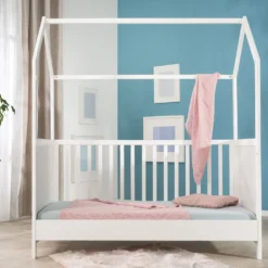 Roba Hausbett 70 X 140 Cm, Kombi-Kinderbett In Hausoptik, Weiß, 3-fach Verstellbar, Schlupfstäbe, Umbaubar Zum Juniorbett -Babyfreude Deutschland Verkaufs-Shop 594932849c2a226607a75ec7be4e864f