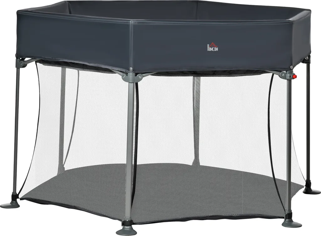 HOMCOM Baby Laufgitter 6 Eckig Zusammenklappbarer Laufstall Absperrgitter Krabbelgitter Reisebett Spielgitter Aktivitätszentrum Für Kinder Schutzgitter Mit Tragetasche Dunkelgrau 134 X 134 X 83 Cm 2 HOMCOM Baby Laufgitter 6 Eckig Zusammenklappbarer Laufstall Absperrgitter Krabbelgitter Reisebett Spielgitter Aktivitätszentrum Für Kinder Schutzgitter Mit Tragetasche Dunkelgrau 134 X 134 X 83 Cm – Bild 2