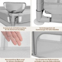 COSTWAY Baby Laufstall Mit 50 Bällen & 2 Türen, Laufgitter Mit Atmungsaktivem Netz Und Reißverschluss, Krabbelgitter, Laufgitterzelt Für Säuglinge Und Kleinkinder (Grau) -Babyfreude Deutschland Verkaufs-Shop 5af9fc4275735341d33fd0c999c21b71