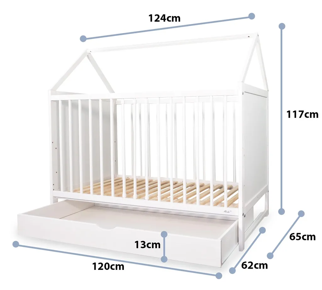 Alcube® Mitwachsendes Babybett 60 X 120 Cm Mit Schubladen Gitterbett 120x60 Umbaubar Zum Haus Juniorbett Kinderbett In Weiß 2 Alcube® Mitwachsendes Babybett 60 X 120 Cm Mit Schubladen Gitterbett 120x60 Umbaubar Zum Haus Juniorbett Kinderbett In Weiß – Bild 2