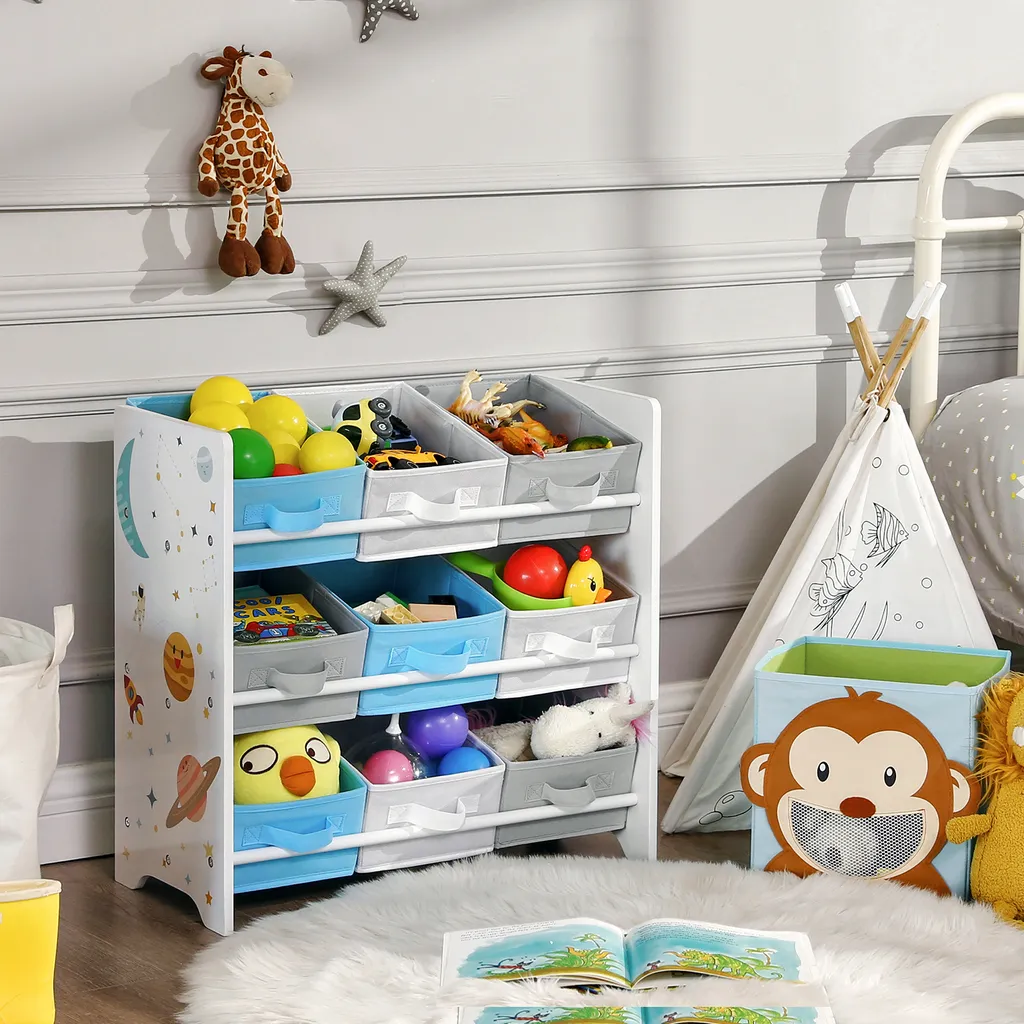 SONGMICS Kinderregal Kinderzimmerregal Bücherregal Für Kinder Spielzeugablage Mit 9 Boxen Aus Fleece 62,5 X 29,5 X 60 Cm Spielzeug-Organizer Weiß GKR33WT 1 SONGMICS Kinderregal Kinderzimmerregal Bücherregal Für Kinder Spielzeugablage Mit 9 Boxen Aus Fleece 62,5 X 29,5 X 60 Cm Spielzeug-Organizer Weiß GKR33WT