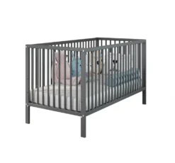 Babybett Babyzimmer Universal | Grau Matt Massiv