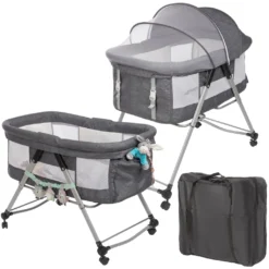 ONVAYA® Babyreisebett | Beistellbett Oder Babywiege Mit Matratze | Stubenwagen | Waschbarer Bezug | Bis 20kg | Höhenverstellbar & Zusammenklappbar