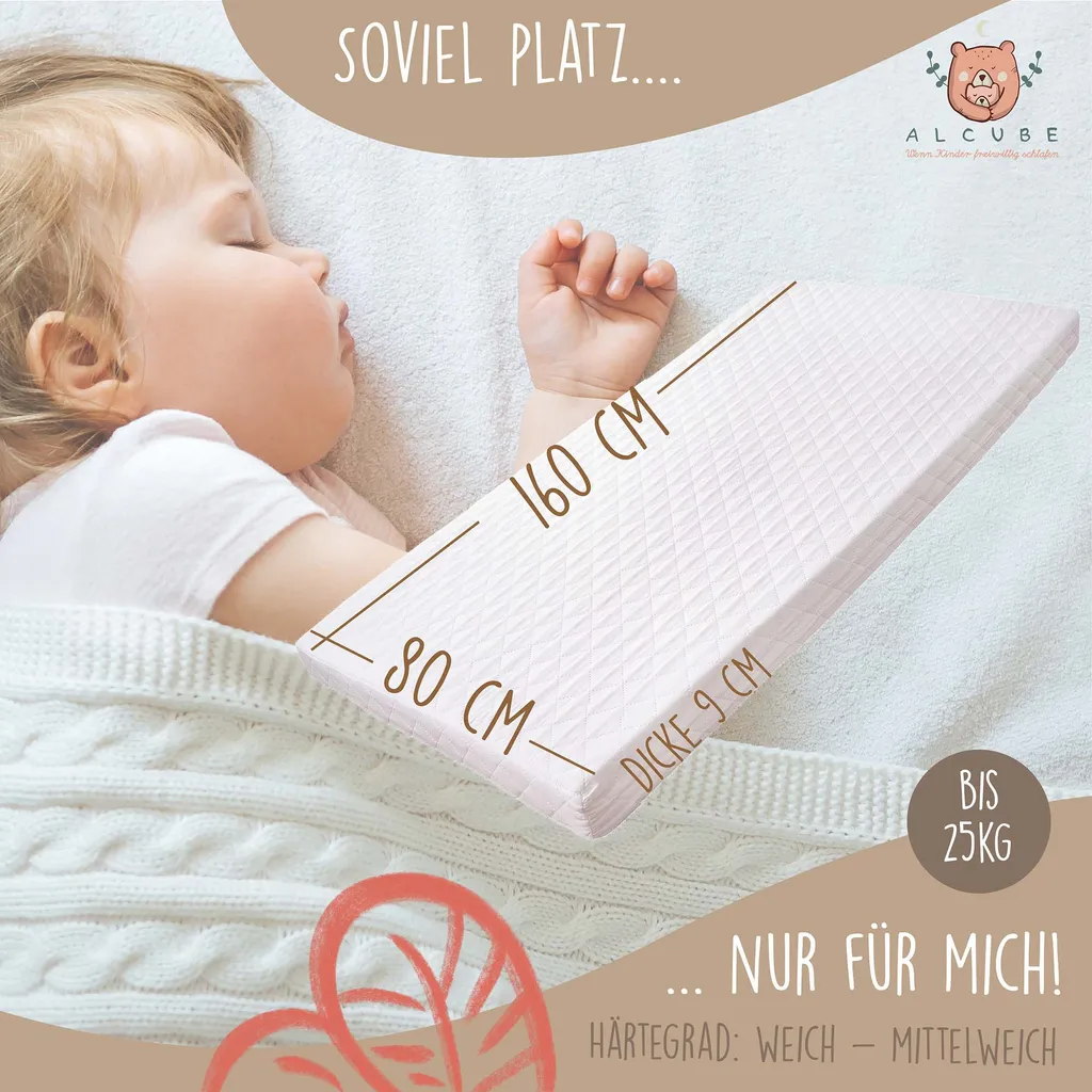 Alcube® Kindermatratze 80 X 160 Cm Für Kinderbett Hausbett Kaltschaummatratze 160x80 Weiß - Mit Spannbettlaken 2 Alcube® Kindermatratze 80 X 160 Cm Für Kinderbett Hausbett Kaltschaummatratze 160x80 Weiß - Mit Spannbettlaken – Bild 2