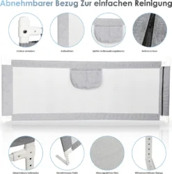 Lospitch Bettgitter 180*80 Cm Bettschutzgitter Kinderbettgitter Für Kinder Babybettgitter Höhenverstellbar Klappbar Passend Für Kinderbetten, Elternbetten Anti-Fall Für Baby Kinder - Grau Schutzgitter-Zubehör 9 Lospitch Bettgitter 180*80 Cm Bettschutzgitter Kinderbettgitter Für Kinder Babybettgitter Höhenverstellbar Klappbar Passend Für Kinderbetten, Elternbetten Anti-Fall Für Baby Kinder - Grau Schutzgitter-Zubehör -Babyfreude Deutschland Verkaufs-Shop 6ca5c167687d6609f156aae9b40a2694