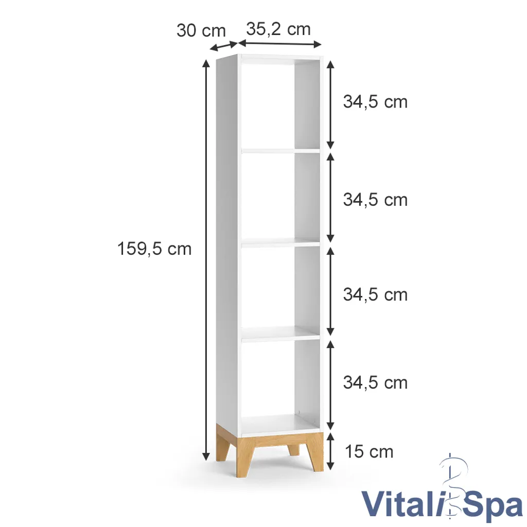 VitaliSpa Kinderregal Hochregal Würfelregal Malia Weiß Eiche Modern 35x160 Cm Kinderzimmer Regal Kindermöbel Ablage Fach Spielzeugaufbewahrung Spielzeugablage Kinderkleidung 3 VitaliSpa Kinderregal Hochregal Würfelregal Malia Weiß Eiche Modern 35x160 Cm Kinderzimmer Regal Kindermöbel Ablage Fach Spielzeugaufbewahrung Spielzeugablage Kinderkleidung – Bild 3