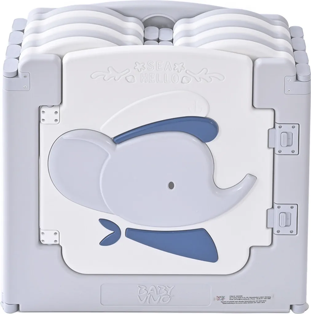 Baby Vivo Laufgitter Aus Kunststoff Faltbar - Kapitän Benjamin In Grau Und Weiß 5 Baby Vivo Laufgitter Aus Kunststoff Faltbar - Kapitän Benjamin In Grau Und Weiß – Bild 5