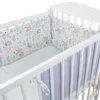 Nestchen Babybett Umrandungen 180x30 Cm Baby-Bettumrandung Bettnestchen Für Kinderbett 60x120 Beistellbett Gitterbett Umrandung Grau Waffelpiqué Und Baumwolle Mit Eulen Motiv
