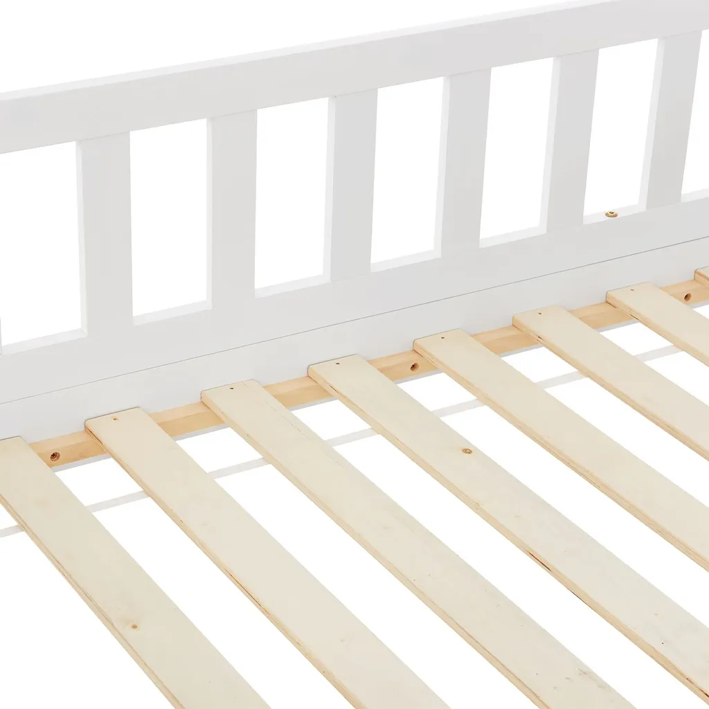 Juskys Kinderbett Marli 80 X 160 Cm Mit Bettkasten 2-teilig, Rausfallschutz, Lattenrost & Dach - Massivholz Hausbett Für Kinder - Bett In Weiß 15 Juskys Kinderbett Marli 80 X 160 Cm Mit Bettkasten 2-teilig, Rausfallschutz, Lattenrost & Dach - Massivholz Hausbett Für Kinder - Bett In Weiß – Bild 15