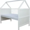 Babybett Kinderbett Juniorbett Bett Haus 140x70 Cm Umbaubar Mit Matratze Weiss