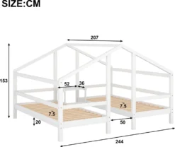 Merax Kinderbett 90x200cm/90x200cm Hausbett Für 2 Kinder Mit Rausfallschutz, Nachttisch Und Lattenrost, Zwei Einzelbetten Jugendbetten Bett Unter Einem Dach, Weiß 8 Merax Kinderbett 90x200cm/90x200cm Hausbett Für 2 Kinder Mit Rausfallschutz, Nachttisch Und Lattenrost, Zwei Einzelbetten Jugendbetten Bett Unter Einem Dach, Weiß -Babyfreude Deutschland Verkaufs-Shop 71902103b5ca353f59b64521927d6cb4