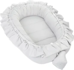 Babynestchen Velvet Kuschelnest Für Neugeborene 90x50 Cm - Baby Nestchen Bett Kokon Fleecestoff Grau