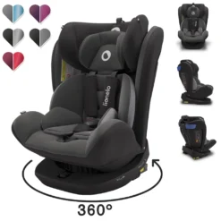 Lionelo Bastiaan Kindersitz 0-36 Kg ISOFIX 360° Autokindersitze Kinderautositze Gray-Schwarz