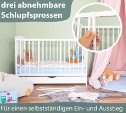 Alcube® Mitwachsendes Babybett 60 X 120 Cm Mit Schublade Gitterbett 120x60 Kiefernholz Zum Kinderbett Umbaubar In Weiß -Babyfreude Deutschland Verkaufs-Shop 7397c170b09c28513745897890905bcd