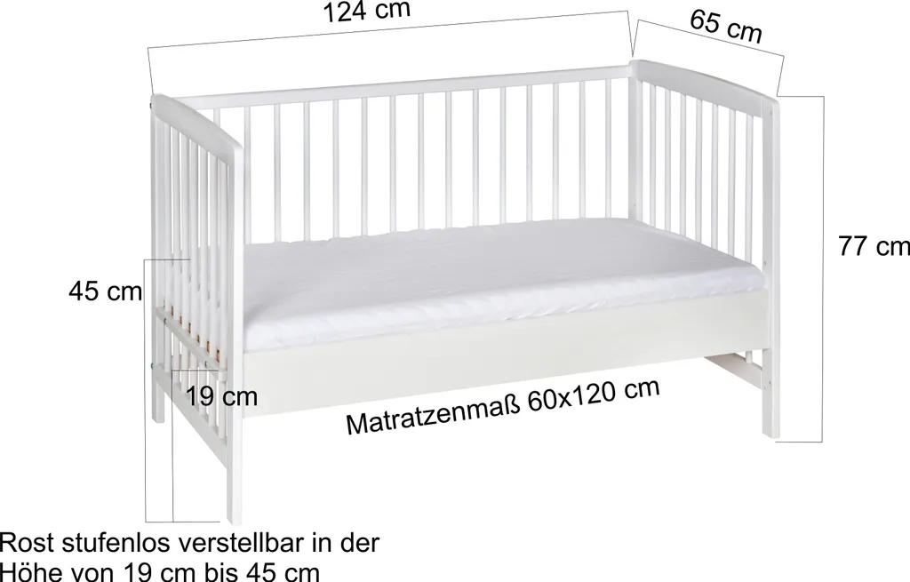 Schardt Beistellbett Micky 60x120 Cm, Weiß Lackiert 3 Schardt Beistellbett Micky 60x120 Cm, Weiß Lackiert – Bild 3
