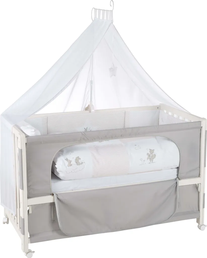 Roba Roombed 'Fox & Bunny' Babybett 60x120 Cm, Beistellbett Zum Elternbett Mit Kompletter Ausstattung 1 Roba Roombed 'Fox & Bunny' Babybett 60x120 Cm, Beistellbett Zum Elternbett Mit Kompletter Ausstattung
