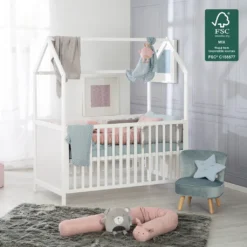 Roba Hausbett 70 X 140 Cm, Kombi-Kinderbett In Hausoptik, Weiß, 3-fach Verstellbar, Schlupfstäbe, Umbaubar Zum Juniorbett -Babyfreude Deutschland Verkaufs-Shop 7727c40418846629e81484902d54ee52