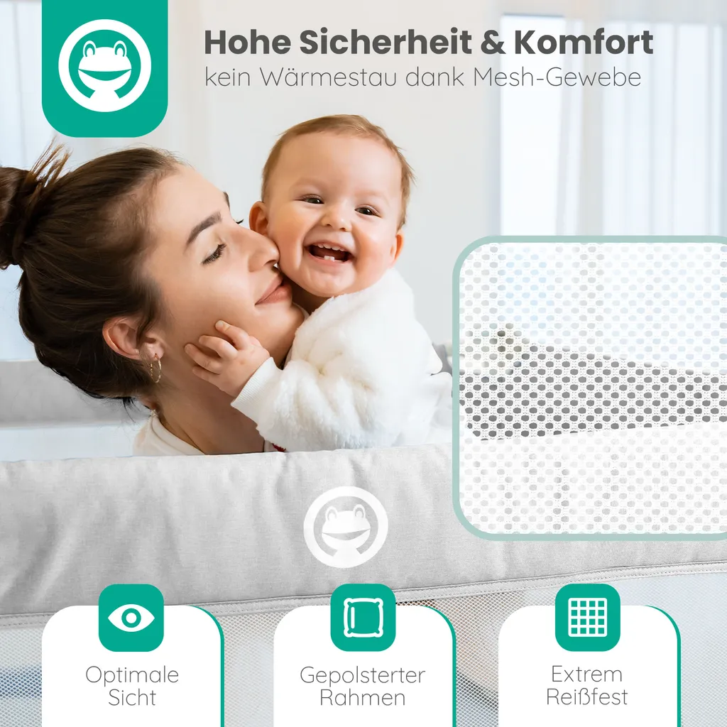 FROGGY Bettgitter 200cm Höhenverstellbar 73-105cm Baby Bettschutzgitter Für Kinder- & Elternbetten Geeignet 2 FROGGY Bettgitter 200cm Höhenverstellbar 73-105cm Baby Bettschutzgitter Für Kinder- & Elternbetten Geeignet – Bild 2