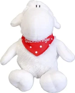 Sheepworld - 45563 - Schaf Mit Halstuch Glücksbringer, Ca. 18 Cm, Sitzend!!!, Weich Und Flauschig Plüschtier, 100% Polyester, Weiß/Rot