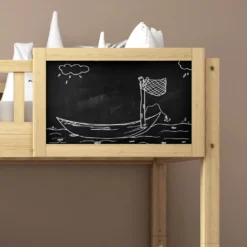 Merax Etagenbett 90x200cm Kinderbett Mit Rechtwinkliger Treppe Und Tafel, Zaun Und Rädern, Stockbett Rahmen Aus Kiefer, Teilbar Zu 2 Einzelbetten, Natur -Babyfreude Deutschland Verkaufs-Shop 7a2e14128022c4fcd43b1554c60c2370