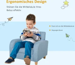 HOMCOM Kindersessel Kindersofa Mit Dickem Schaumstoff Und Dicken Sitzkissen Kindercouch Stuhl Liegesofa Mit Anti-Rutsch-Füßen Für 3-8 Jahre Kinder Holz Leinen Schaumstoff Blau 49x45x44,5 Cm -Babyfreude Deutschland Verkaufs-Shop 7aa5358b3586854ac83dd1722de140b3