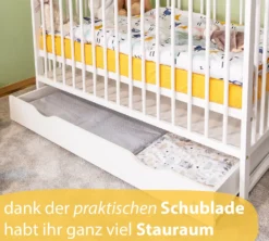 Alcube® Mitwachsendes Babybett 60 X 120 Cm Mit Schublade Gitterbett 120x60 Kiefernholz Zum Kinderbett Umbaubar In Weiß -Babyfreude Deutschland Verkaufs-Shop 7bbc8c9051bb56278ff2ca41610f6fb2