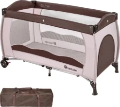 Tectake Kinderreisebett 126x65x80cm Mit Transporttasche - Coffee