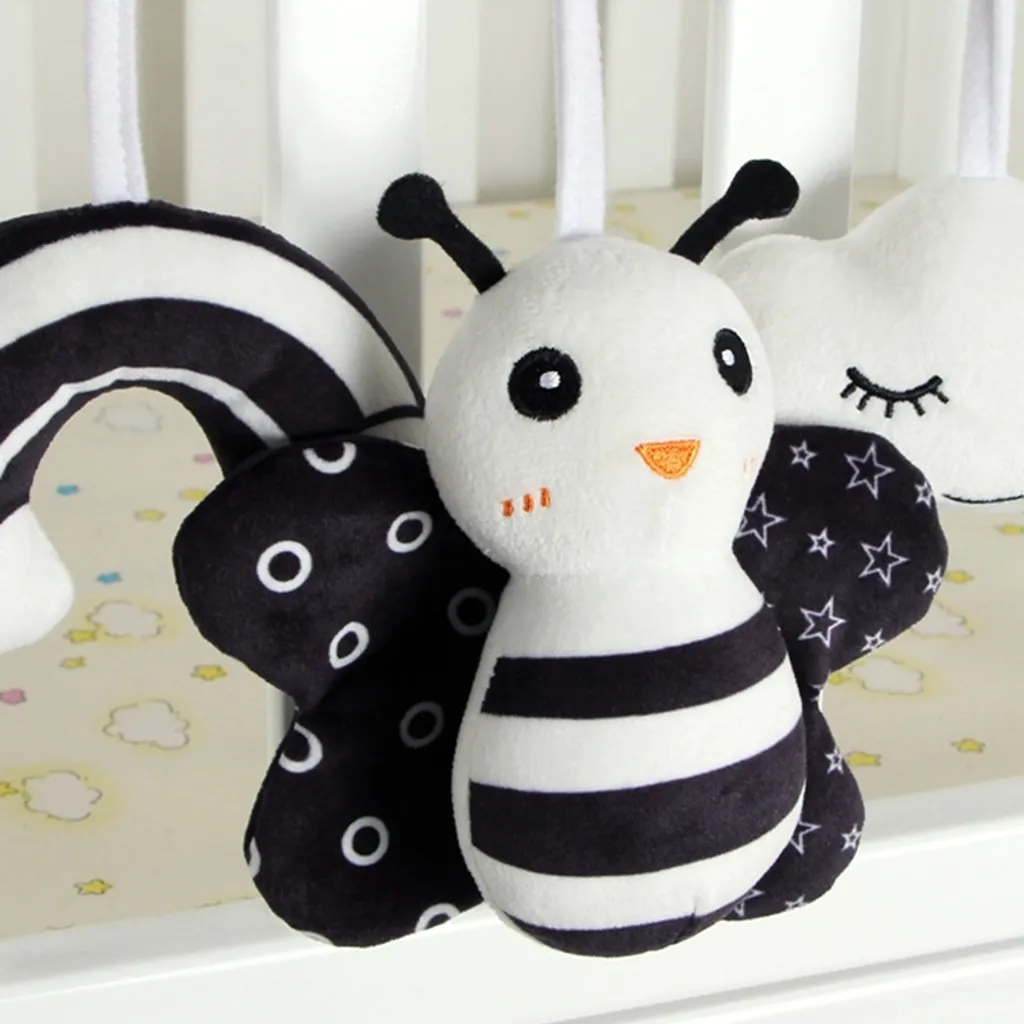 Biene Spiral Hängend Krippe Bett Herum Mit Glocke Spielzeug Baby Schwarz Weiß Eye Sensing Quietscher Puppe Babyspielzeug 3 Biene Spiral Hängend Krippe Bett Herum Mit Glocke Spielzeug Baby Schwarz Weiß Eye Sensing Quietscher Puppe Babyspielzeug – Bild 3
