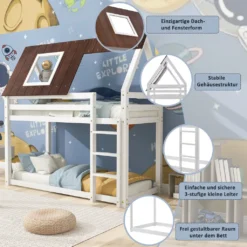 Merax Etagenbett Mit Rechtwinkliger Leiter Und Fallschutz, Dach Und Zäune, Kinderbett 90x200cm Stockbett Hausbett Aus Kiefer, Weiß Und Braun 15 Merax Etagenbett Mit Rechtwinkliger Leiter Und Fallschutz, Dach Und Zäune, Kinderbett 90x200cm Stockbett Hausbett Aus Kiefer, Weiß Und Braun -Babyfreude Deutschland Verkaufs-Shop 7ed62df60ef4a8f12cb28cc6d22ad070