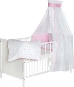 Schardt Kinderbett Lenny, 143x77cm, Inkl. Matratze Und Textiler Ausstattung, Motiv Herzchen Rosa