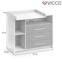 Vicco Wickelkommode Oskar Weiß Grau 113 X 100 X 53 Cm Holzwerkstoff -Babyfreude Deutschland Verkaufs-Shop 816aa6ee6e0a820463b33981d8348090