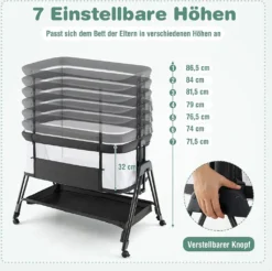 COSTWAY 2 In 1 Beistellbett & Stubenwagen Klappbar, Tragbare Babybett Mit 7 Verstellbaren Höhen & Matratze & Tragetasche & Gurte, Verstellbare Reisebett Für Neugeborene Bis 6 Monate (Dunkelgrau) 8 COSTWAY 2 In 1 Beistellbett & Stubenwagen Klappbar, Tragbare Babybett Mit 7 Verstellbaren Höhen & Matratze & Tragetasche & Gurte, Verstellbare Reisebett Für Neugeborene Bis 6 Monate (Dunkelgrau) -Babyfreude Deutschland Verkaufs-Shop 81a734322f9acc9c2a73c94066215ef4