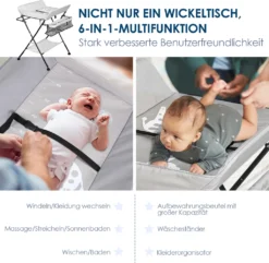 EINFEBEN Baby Wickeltisch Mulde Badewanne Höhenverstellbare Klappbar Wickelkommode Klappbarer Höhenverstellbarer Mit Auflage Mit Abschließbaren Rädern Sicherheitsgurt 9 EINFEBEN Baby Wickeltisch Mulde Badewanne Höhenverstellbare Klappbar Wickelkommode Klappbarer Höhenverstellbarer Mit Auflage Mit Abschließbaren Rädern Sicherheitsgurt -Babyfreude Deutschland Verkaufs-Shop 82252e67e295390c4bae1994d0abfc2b 1