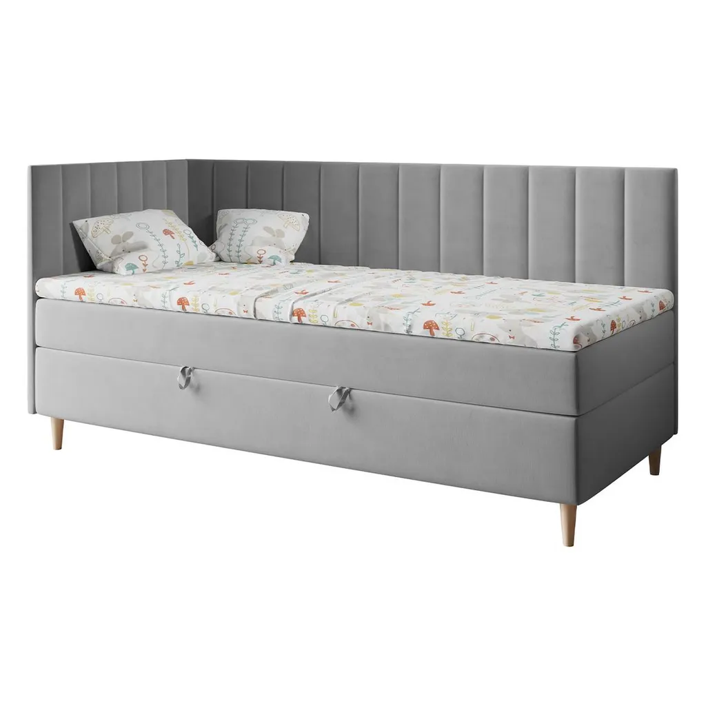 Bett Maja 3 Kinderbett Boxspringbett - Jugendbett Einzelbett Links - Grau 90 X 200 Cm 1 Bett Maja 3 Kinderbett Boxspringbett - Jugendbett Einzelbett Links - Grau 90 X 200 Cm