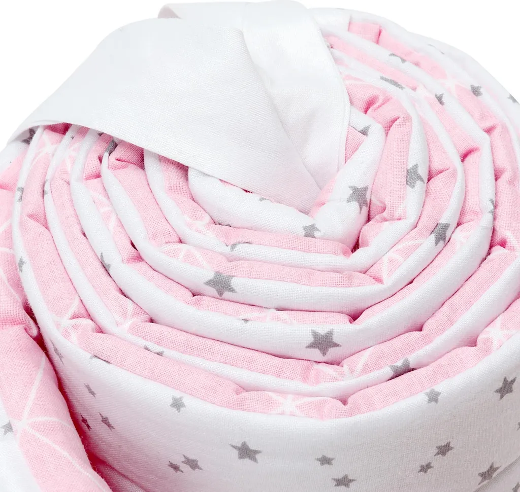 Bellochi Kantenschutz Baby Babybett Umrandungen Nestchen Kopfschutz Gitterbett Umrandung 180x30 Cm - 100% Baumwolle - Für Kinderbett Mit Rausfallschutz Baby Beistellbett 120x60 Cm - Rosa Und Weiß - Aurora 2 Bellochi Kantenschutz Baby Babybett Umrandungen Nestchen Kopfschutz Gitterbett Umrandung 180x30 Cm - 100% Baumwolle - Für Kinderbett Mit Rausfallschutz Baby Beistellbett 120x60 Cm - Rosa Und Weiß - Aurora – Bild 2