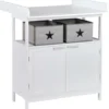 Roba Wickelkommode ‚Hamburg' Mit Wickelansatz, 2 Türen, 2 Boxen & Wandbefestigung, Wickelhöhe 92 Cm