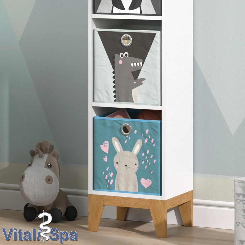 VitaliSpa Kinderregal Hochregal Würfelregal Malia Weiß Eiche Modern 35x160 Cm Kinderzimmer Regal Kindermöbel Ablage Fach Spielzeugaufbewahrung Spielzeugablage Kinderkleidung 5 VitaliSpa Kinderregal Hochregal Würfelregal Malia Weiß Eiche Modern 35x160 Cm Kinderzimmer Regal Kindermöbel Ablage Fach Spielzeugaufbewahrung Spielzeugablage Kinderkleidung – Bild 5