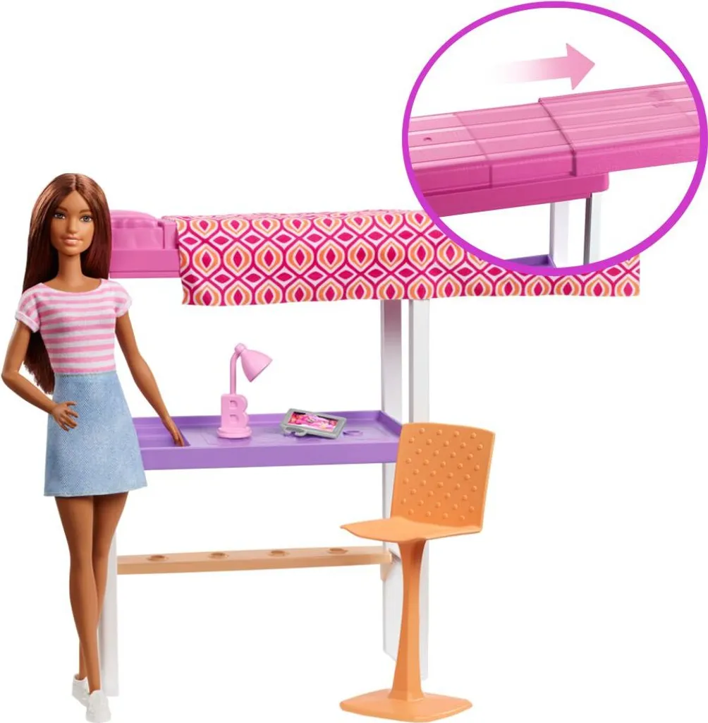 MATTEL Barbie Deluxe-Set Möbel Hochbett/Tisch Und Puppe 13 MATTEL Barbie Deluxe-Set Möbel Hochbett/Tisch Und Puppe – Bild 13