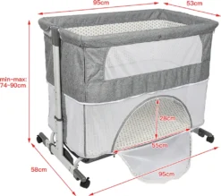 WYCTIN Beistellbett Mit Matratze Babybett Babywiege Reisebett Faltbar Stubenwagen Höhenverstellbar Mit Rollen Moskitonetz -Babyfreude Deutschland Verkaufs-Shop 886345cfe447a5db3c373f78683ad383