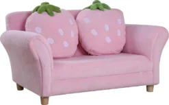 HOMCOM Kindersofa Kindersessel Sofa Couch Kinder Stuhl Kinderzimmer Softsofa Doppelsofa Einzelsofa(Erdbeersofa)