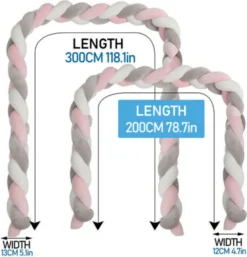 Lospitch Bettschlange Weben Bettumrandung, Babybett Nestchen Stossfaenger Dekoration, Fuer Krippe Kinderbett, Weiche Kristallsamt Kantenschutz Kopfschutz Laenge 2M Grau Weiss Rosa -Babyfreude Deutschland Verkaufs-Shop 89a12b0cf71abc9b34f50b684be73390