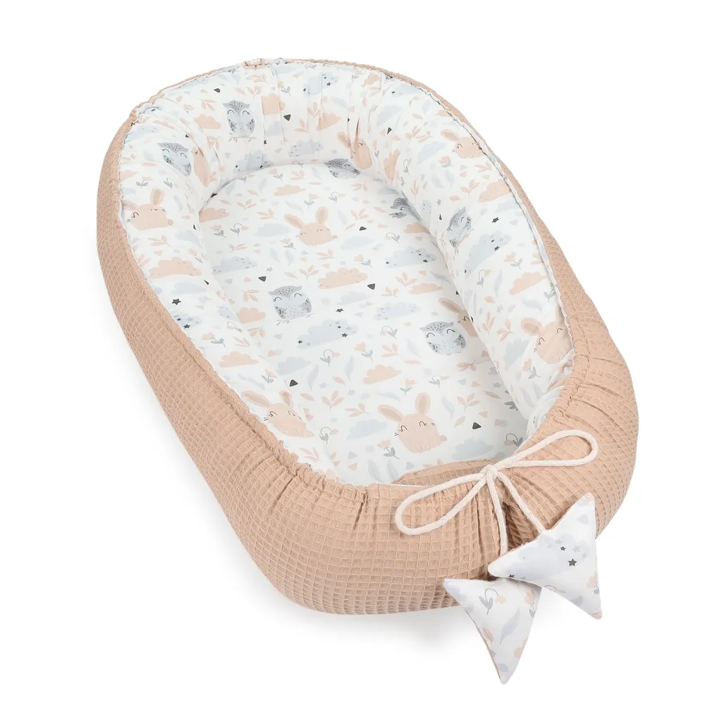 Babynestchen Set Neugeborene 90x50 Cm Waffelbaumwolle - Kuschelnest Baby Nestchen 5-teilig Kokon Eule Braun 2 Babynestchen Set Neugeborene 90x50 Cm Waffelbaumwolle - Kuschelnest Baby Nestchen 5-teilig Kokon Eule Braun – Bild 2